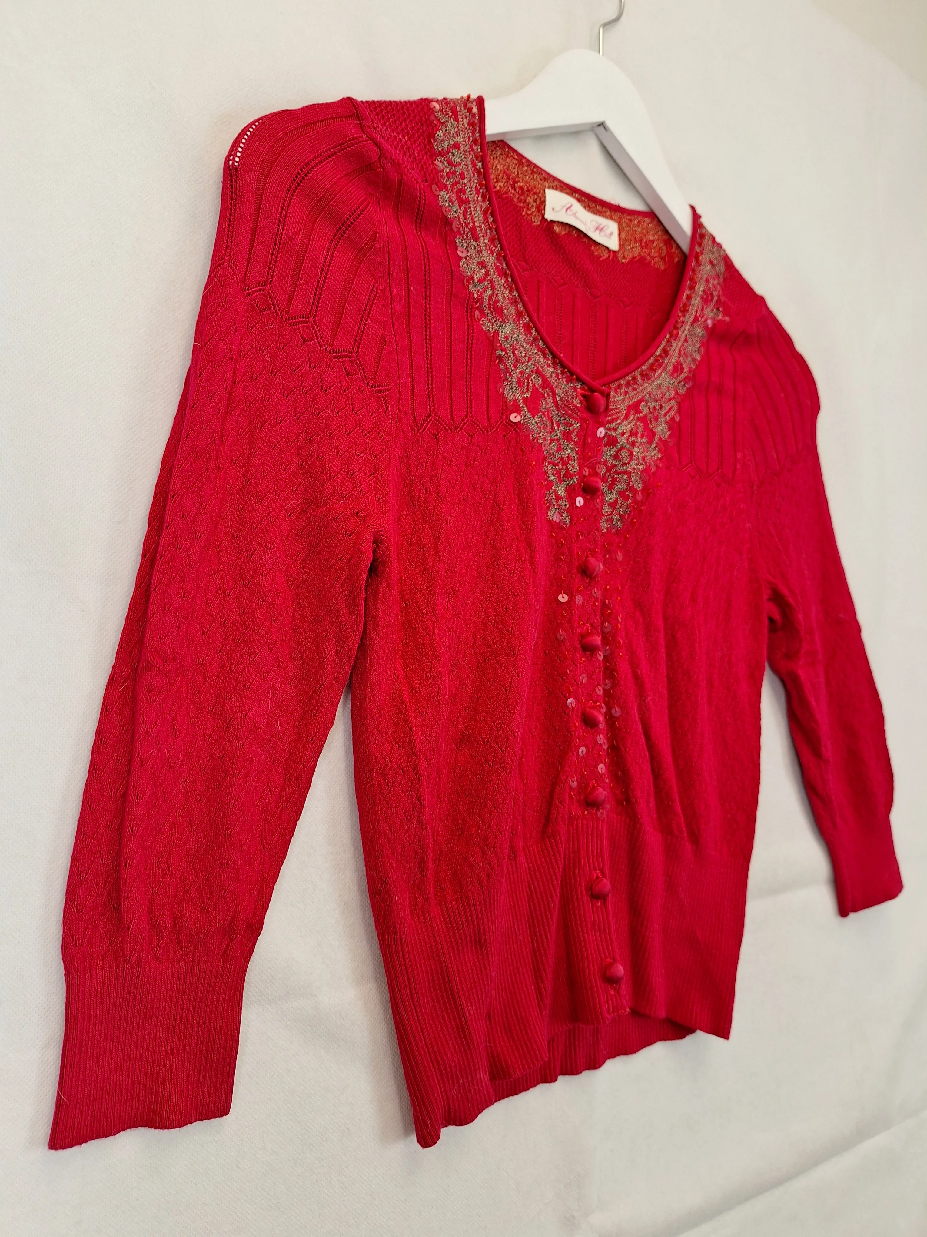 Alannah Hill Fancy Embellished Knit Cardigan Size 10