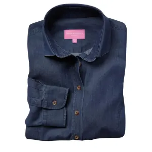 BA144-16 Brook Taverner Womens Banff Long Sleeve Chambray Shirt Navy Size 16