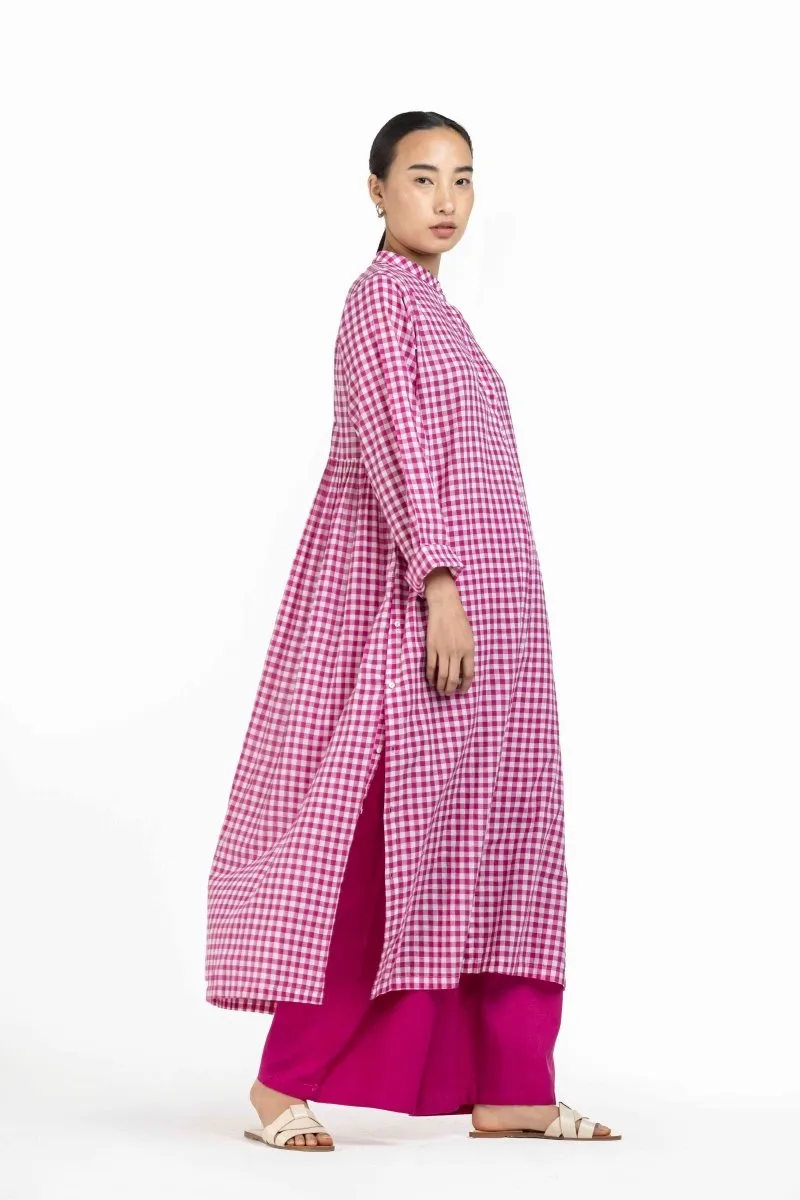 Back Gather Jacket Hot Pink Check