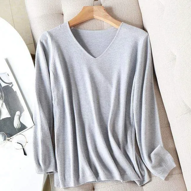 Basic Long Sleeve V-Neck Shirt