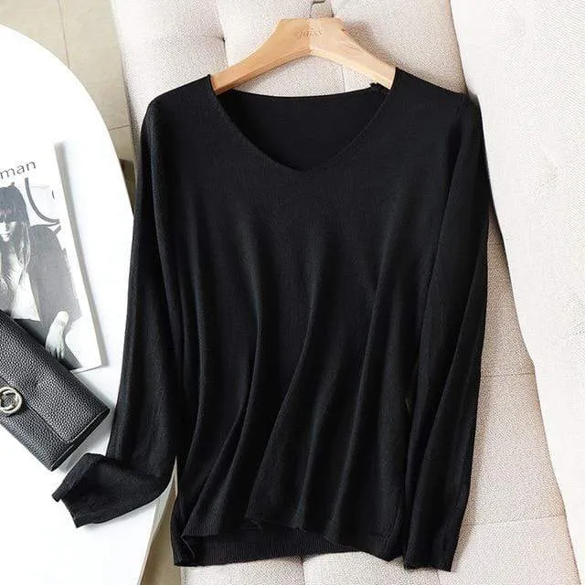 Basic Long Sleeve V-Neck Shirt