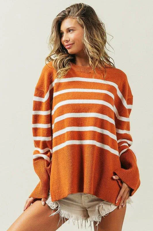 BiBi Ribbed Hem Stripe Sweater