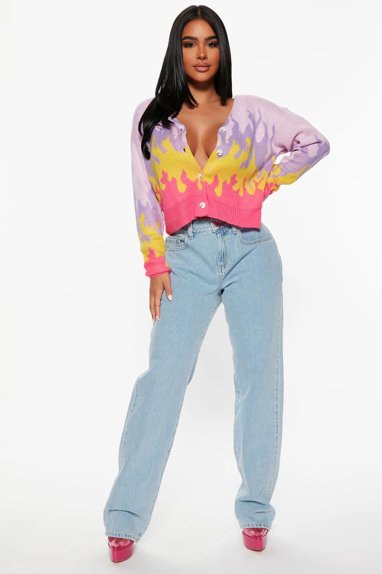 Blazing Hot Cardigan - Purple/combo