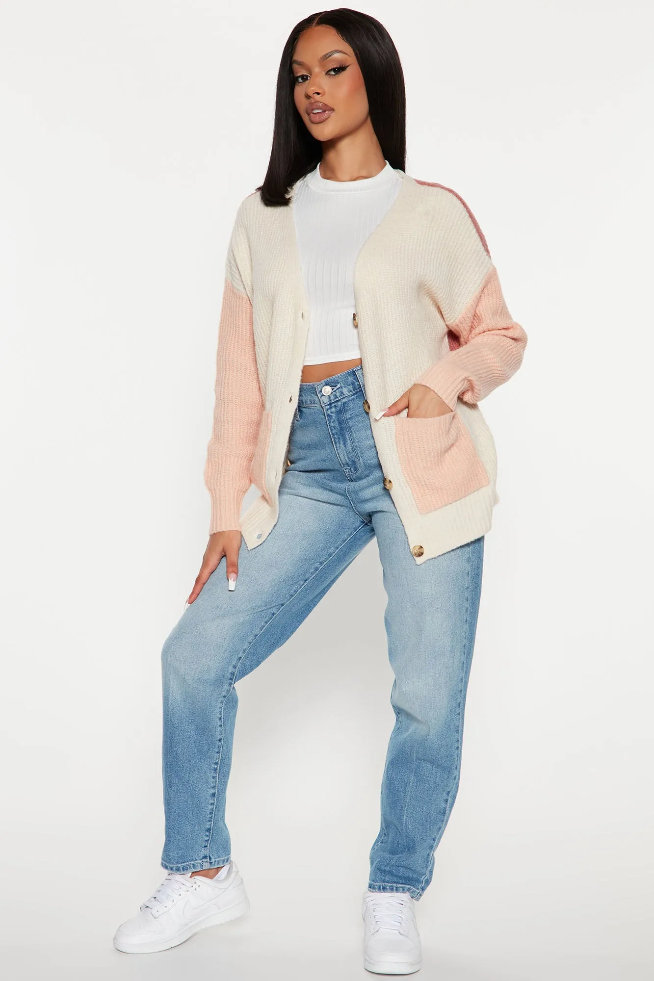 Blocking It Out Cardigan - Blush