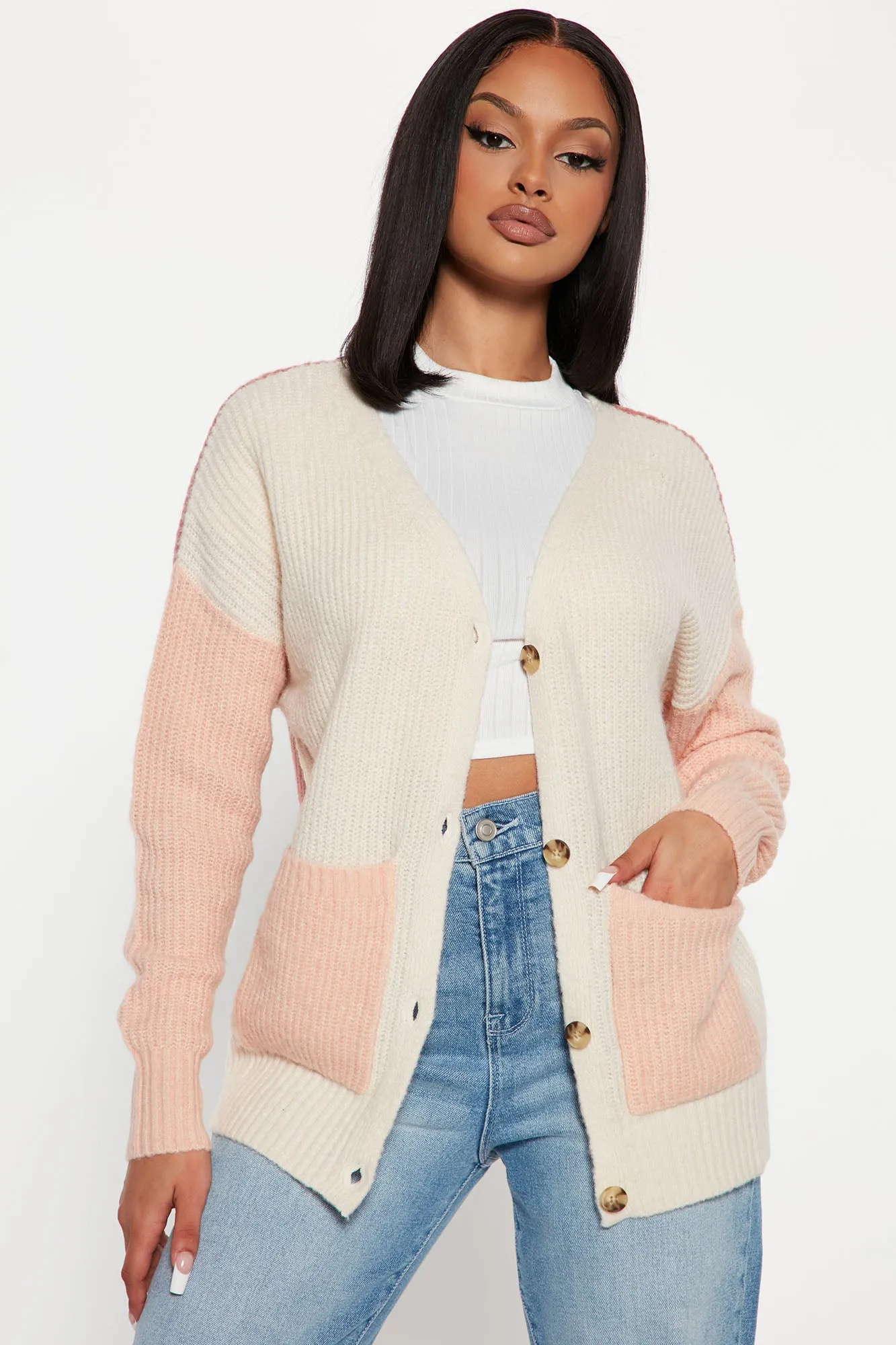 Blocking It Out Cardigan - Blush