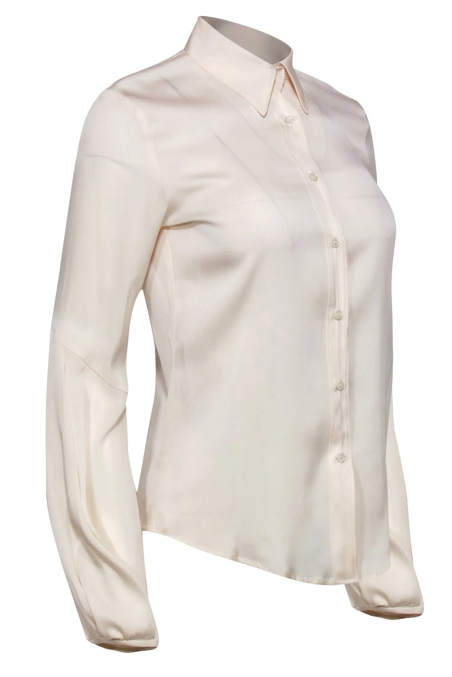 Chaiken - Ivory Silk Collared Blouse w/ Blouson Sleeve Sz 4