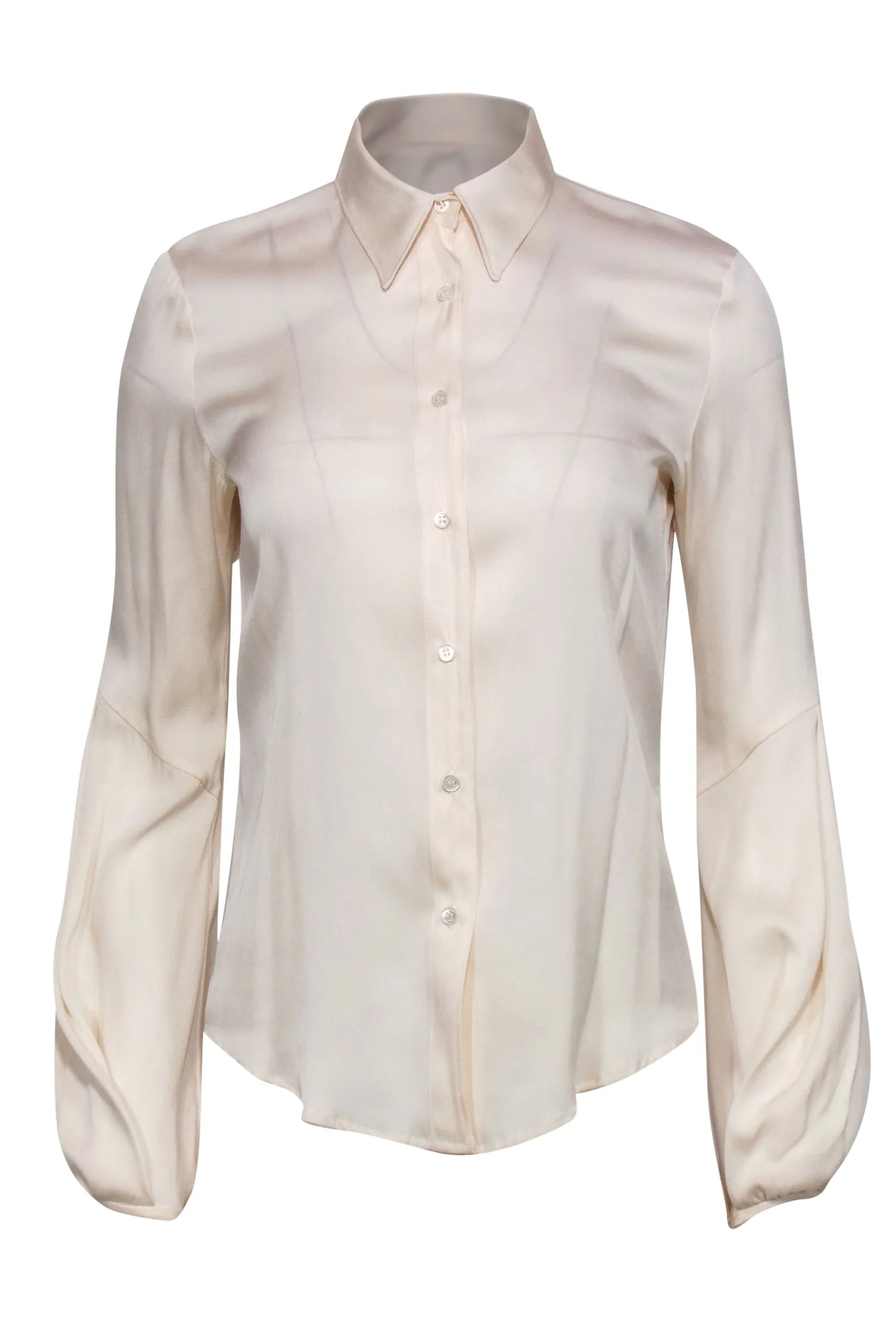 Chaiken - Ivory Silk Collared Blouse w/ Blouson Sleeve Sz 4