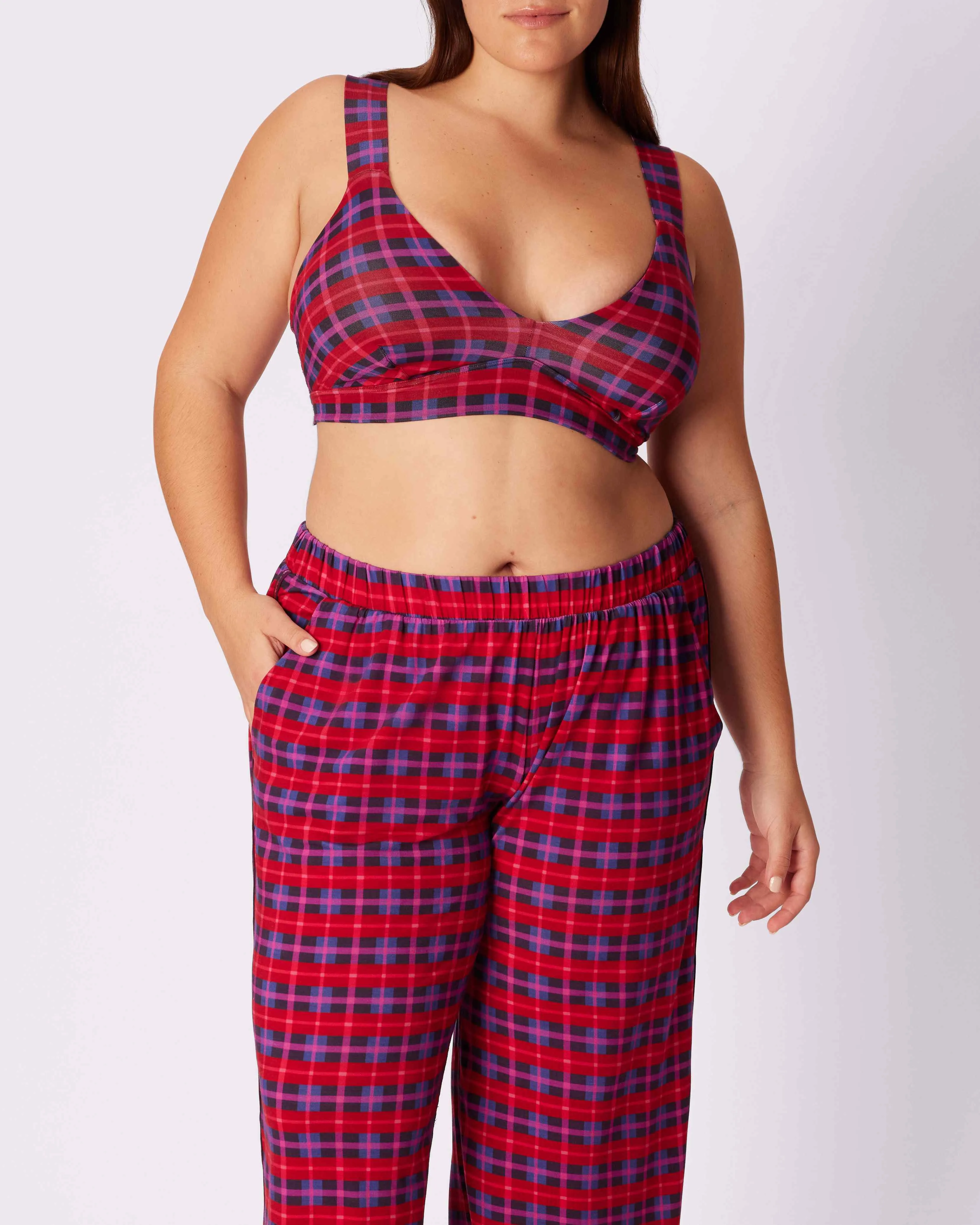 Cloud Sleep Pocket Pant | SuperSoft (Crushed Berry Plaid)