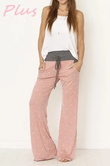 Dusty Pink Draw Sting Lounge Pants-Plus Size