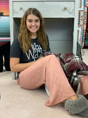Dusty Pink Draw Sting Lounge Pants-Plus Size