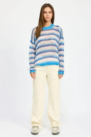 Emory Park Stripped Crochet Sweater Top