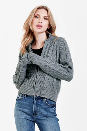 EVERLY ZIP SWEATER JACKET HEATHER GREY