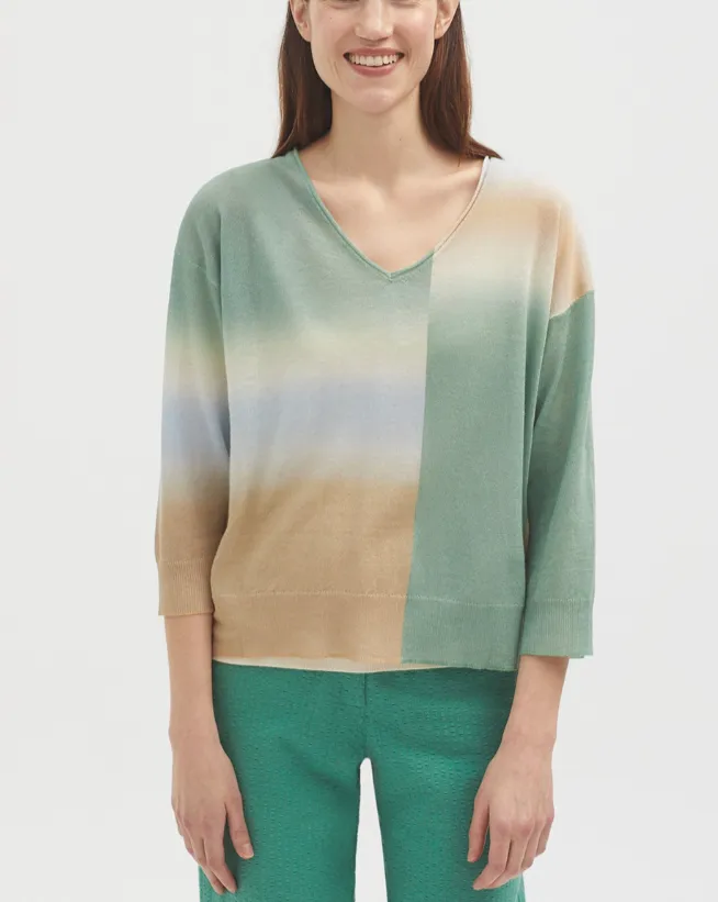 Fake Tie Dye Sweater in Green