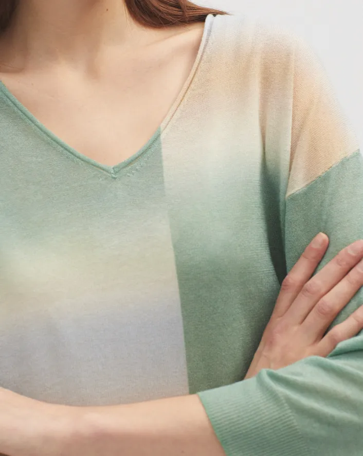 Fake Tie Dye Sweater in Green