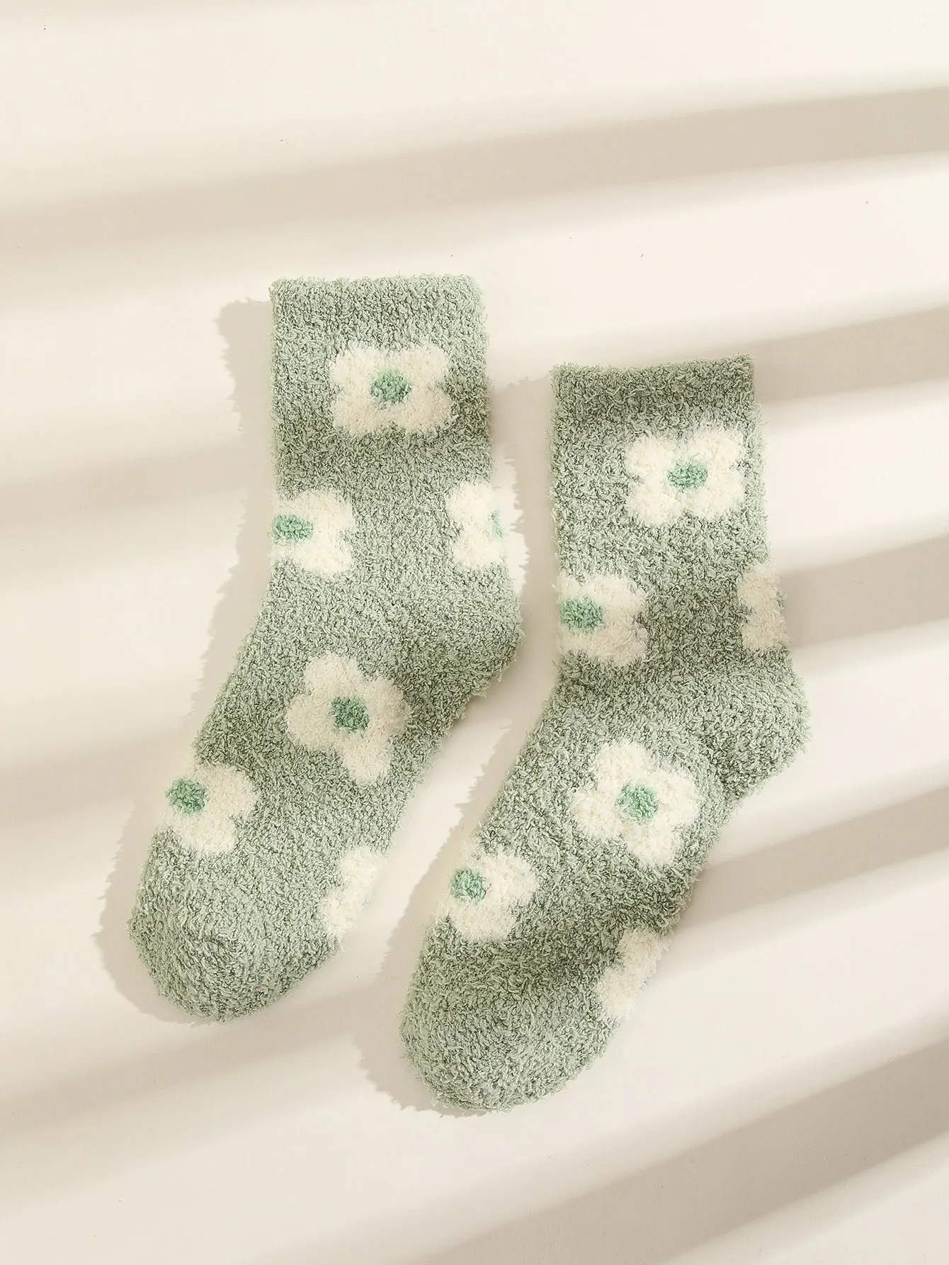 Floral Pattern Fuzzy Socks Warm Socks Fluffy Socks for Women Cute Socks Novelty