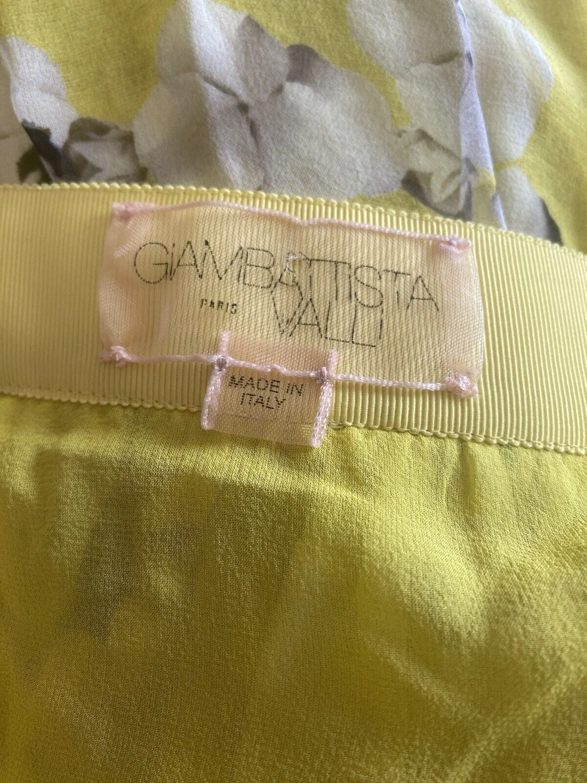 Gambattista Valli yellow floral print midi 100% silk skirt size UK10/US6