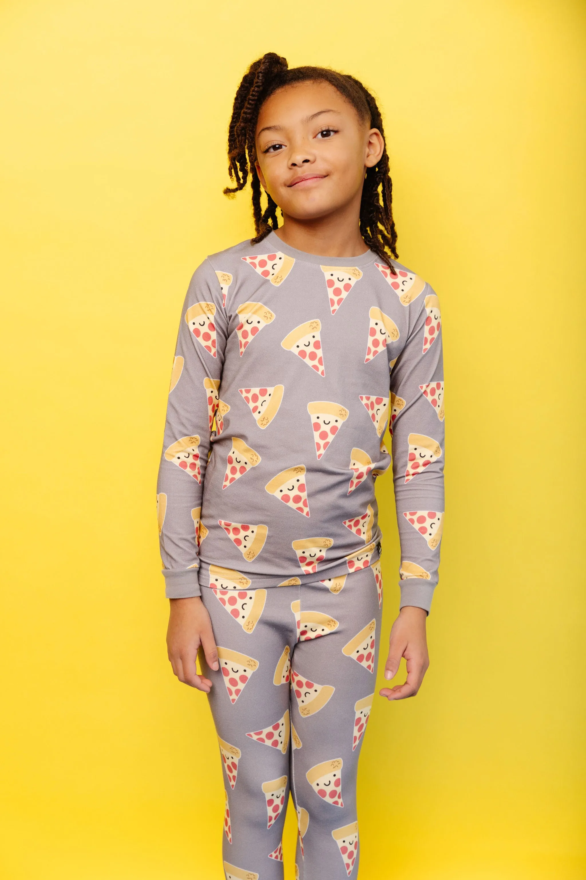 Kawaii Pizza Pyjama Set - Grey