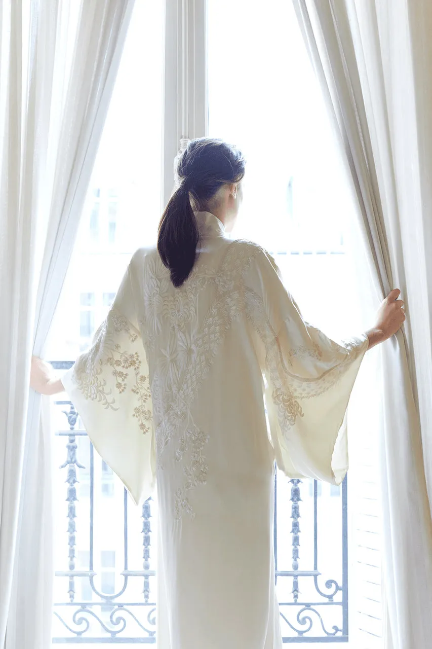 Key Essentials Embroidered Silk Robe