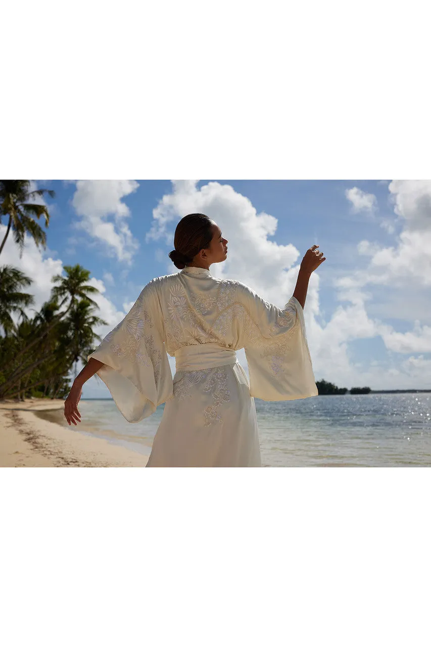 Key Essentials Embroidered Silk Robe