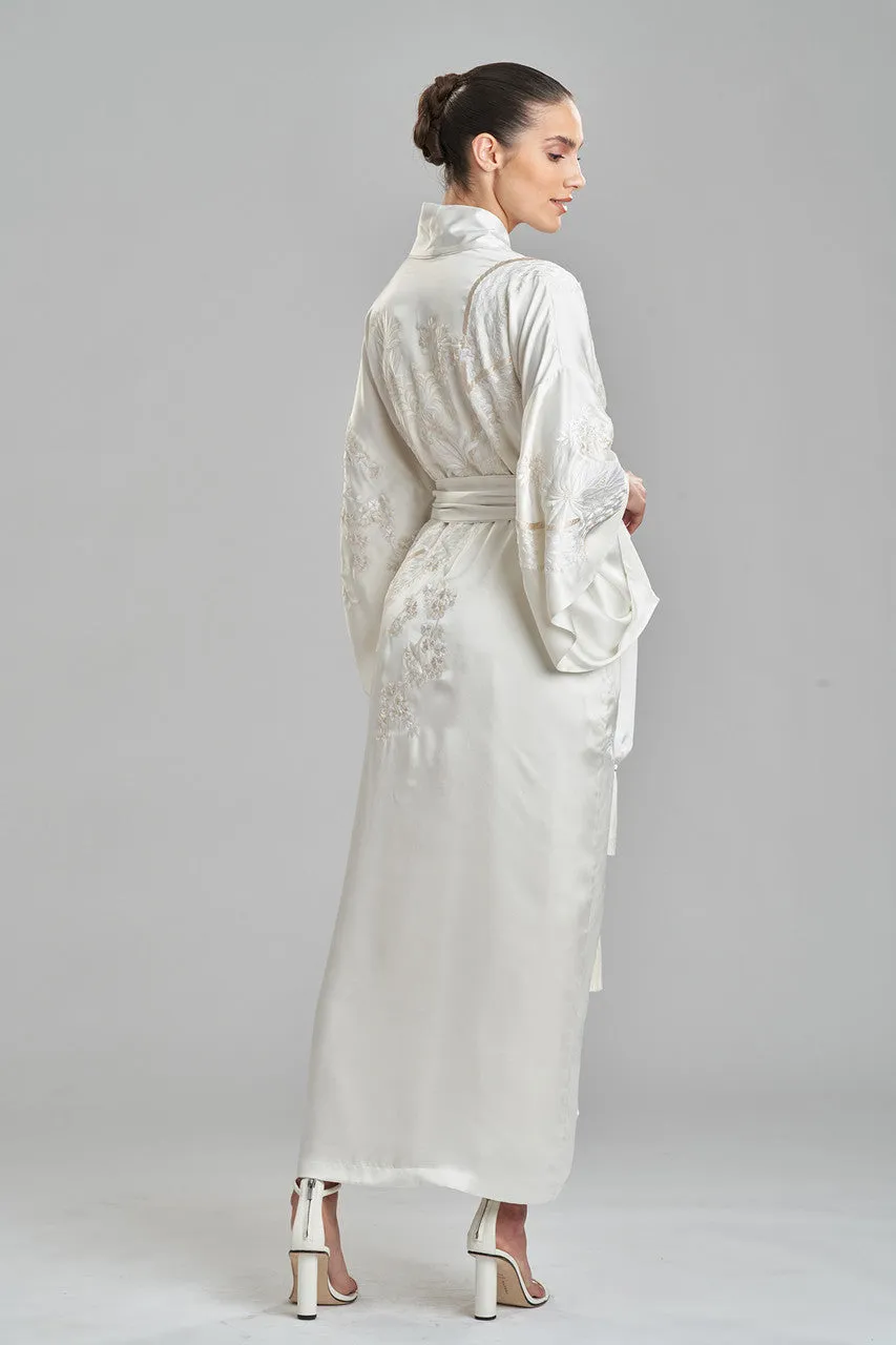 Key Essentials Embroidered Silk Robe