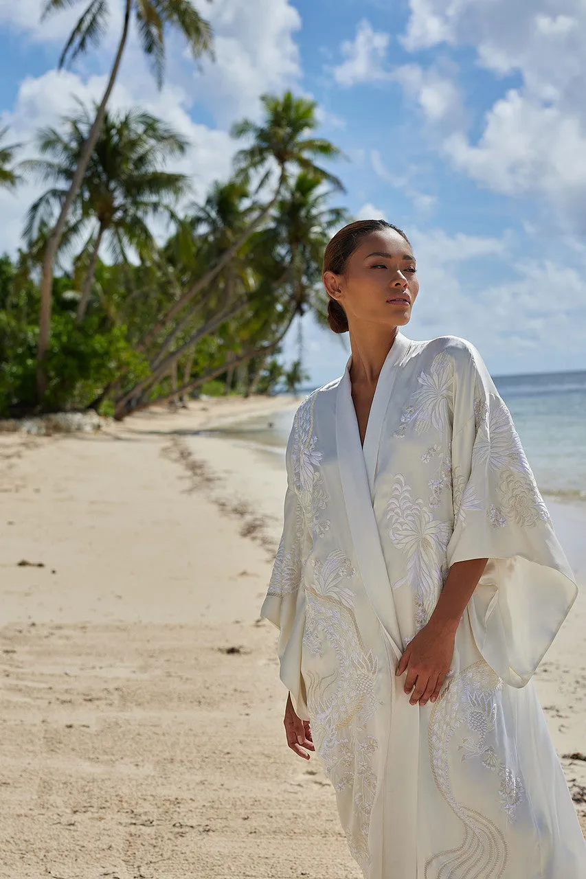 Key Essentials Embroidered Silk Robe