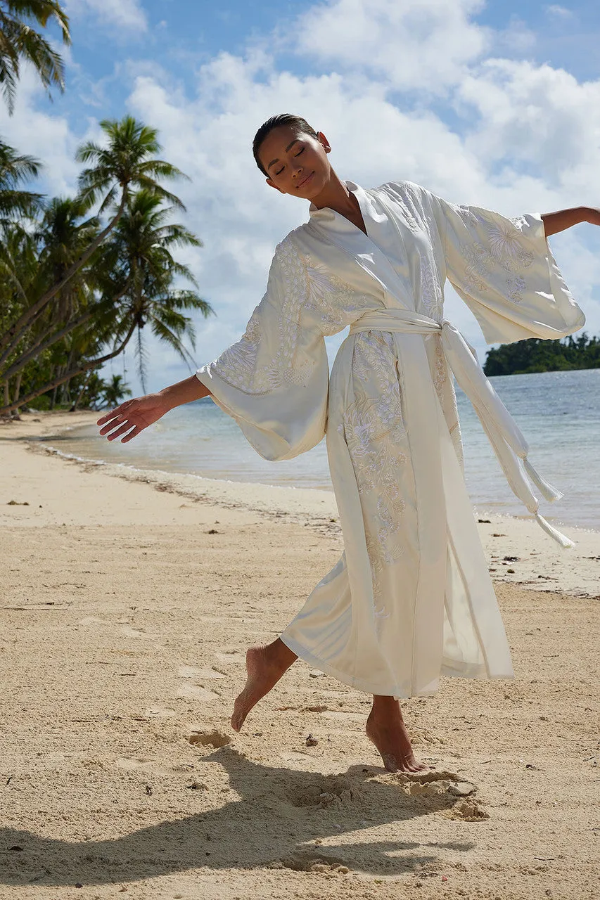 Key Essentials Embroidered Silk Robe