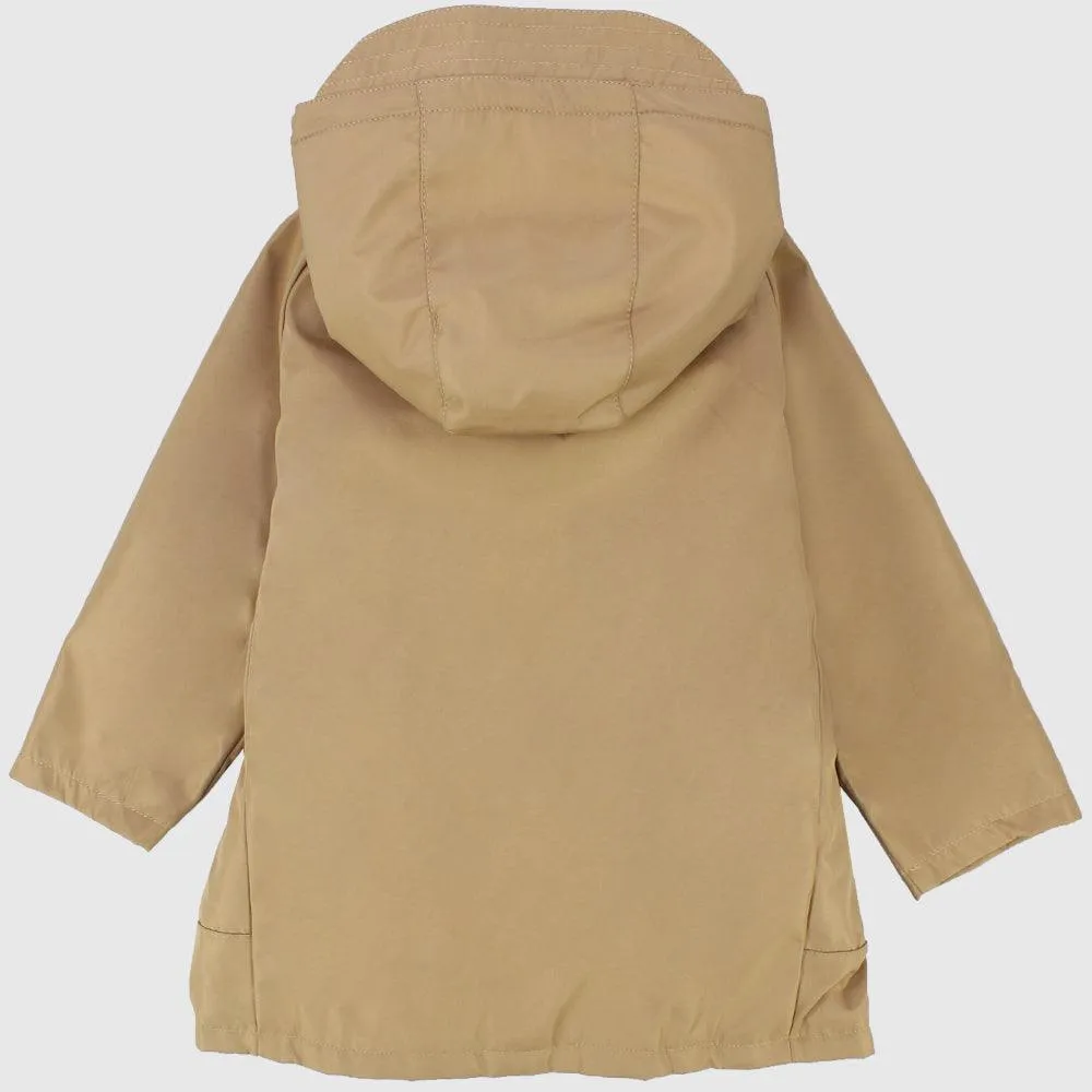 Khaki Unisex Long-Sleeved Waterproof Hooded Jacket