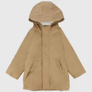 Khaki Unisex Long-Sleeved Waterproof Hooded Jacket