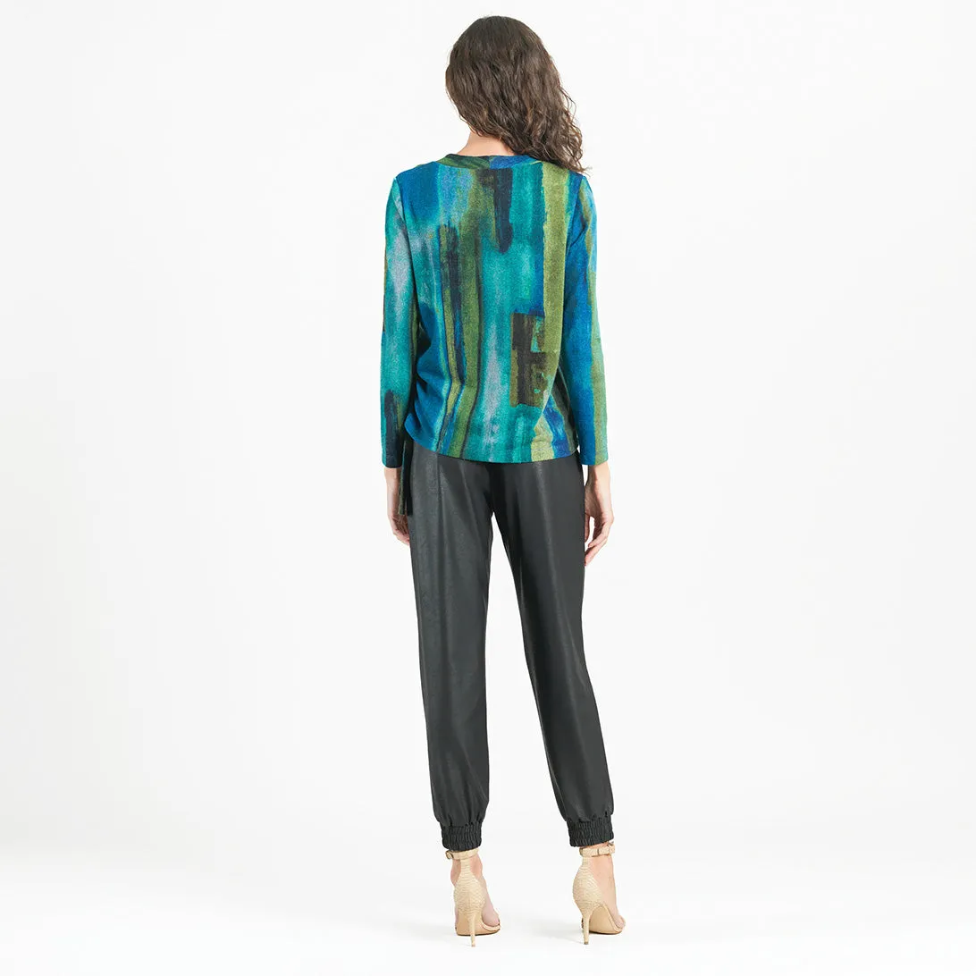 Lightweight Cozy - Side Pull-Tie Sweater Top - Paint Stroke - Limited Sizes! XS-MED