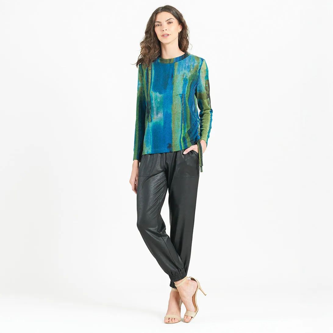 Lightweight Cozy - Side Pull-Tie Sweater Top - Paint Stroke - Limited Sizes! XS-MED