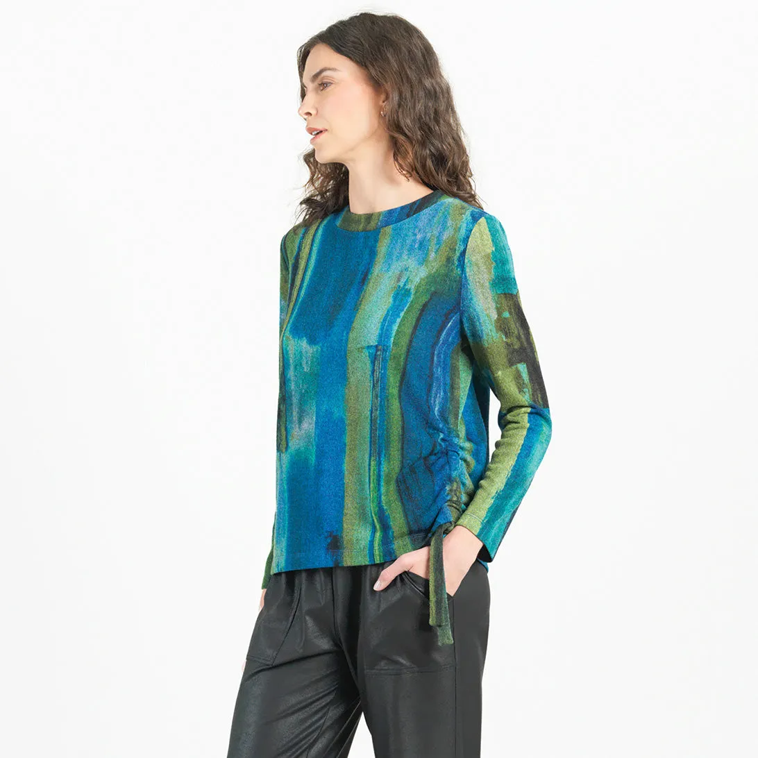 Lightweight Cozy - Side Pull-Tie Sweater Top - Paint Stroke - Limited Sizes! XS-MED