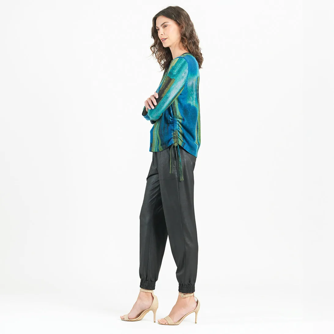 Lightweight Cozy - Side Pull-Tie Sweater Top - Paint Stroke - Limited Sizes! XS-MED