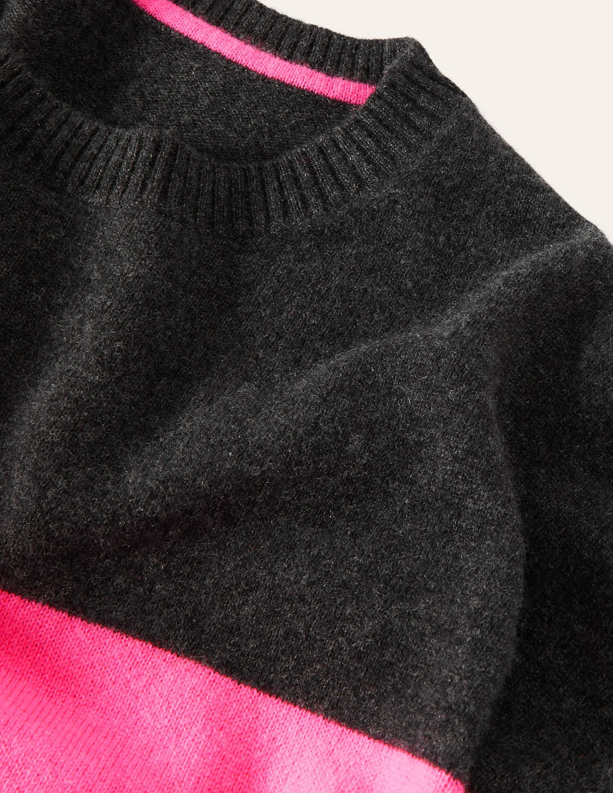 Margot Cashmere Jumper-Charcoal Melange, Neon Stripe