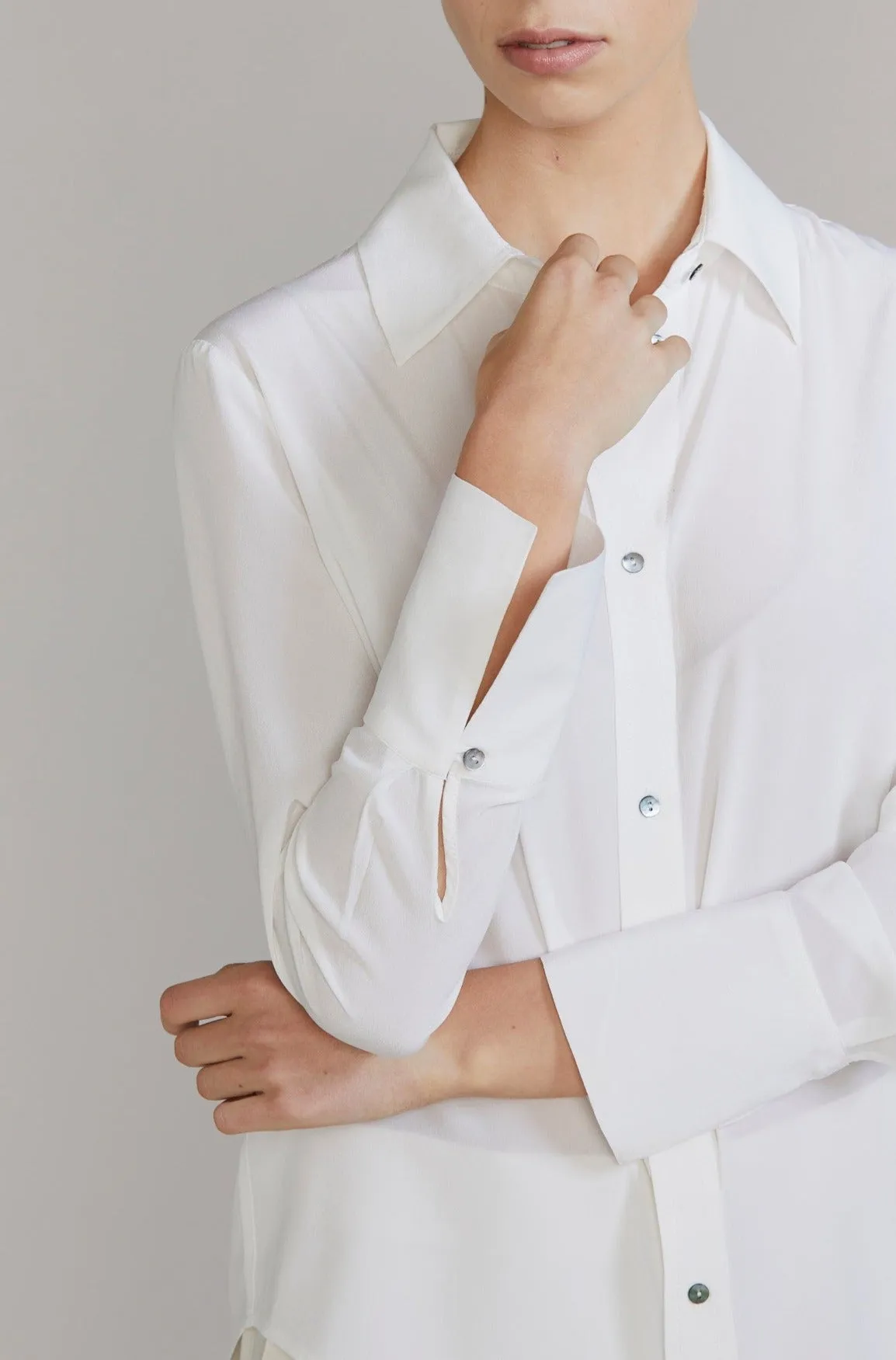 Mia Silk Shirt - Pearl