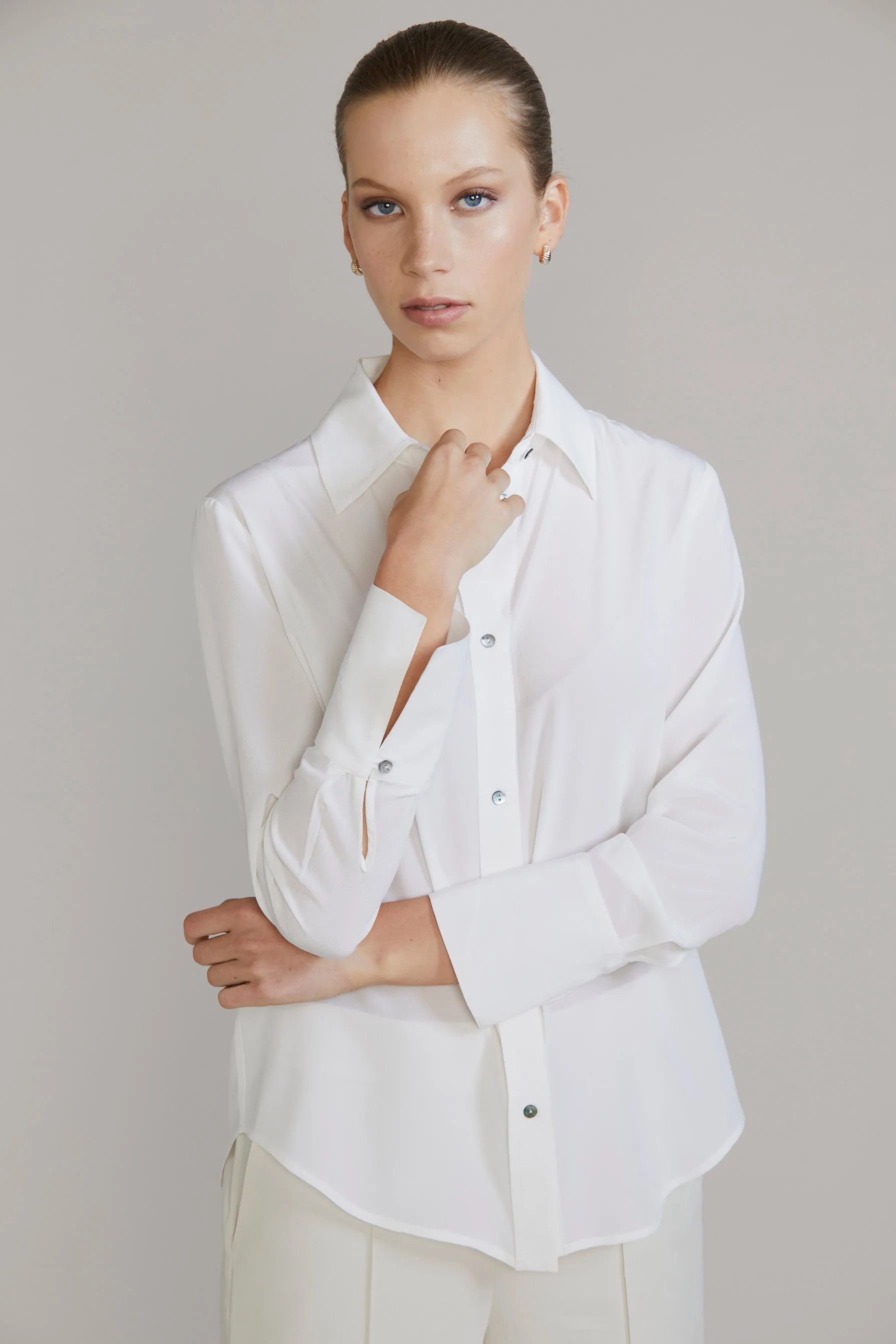 Mia Silk Shirt - Pearl