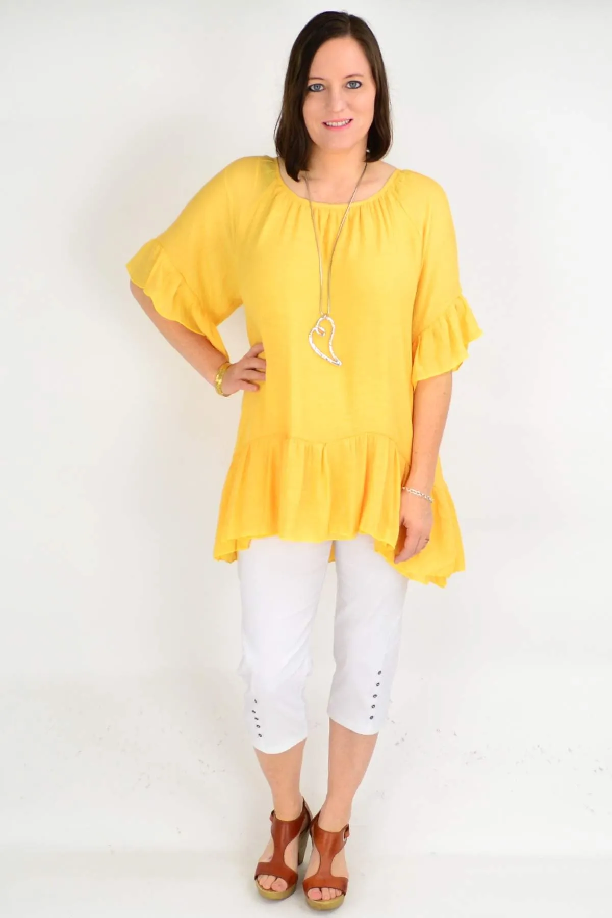 Mustard Yellow Cotton Tunic Blouse