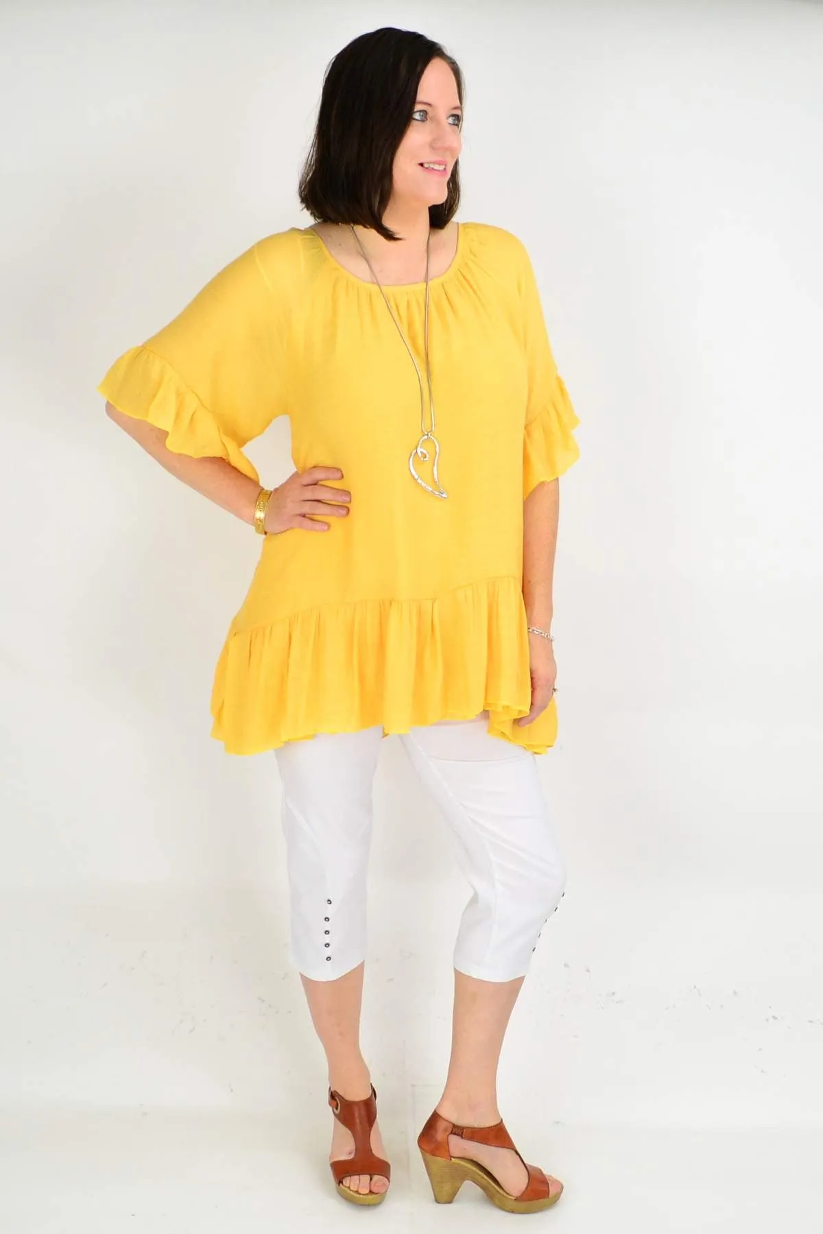 Mustard Yellow Cotton Tunic Blouse
