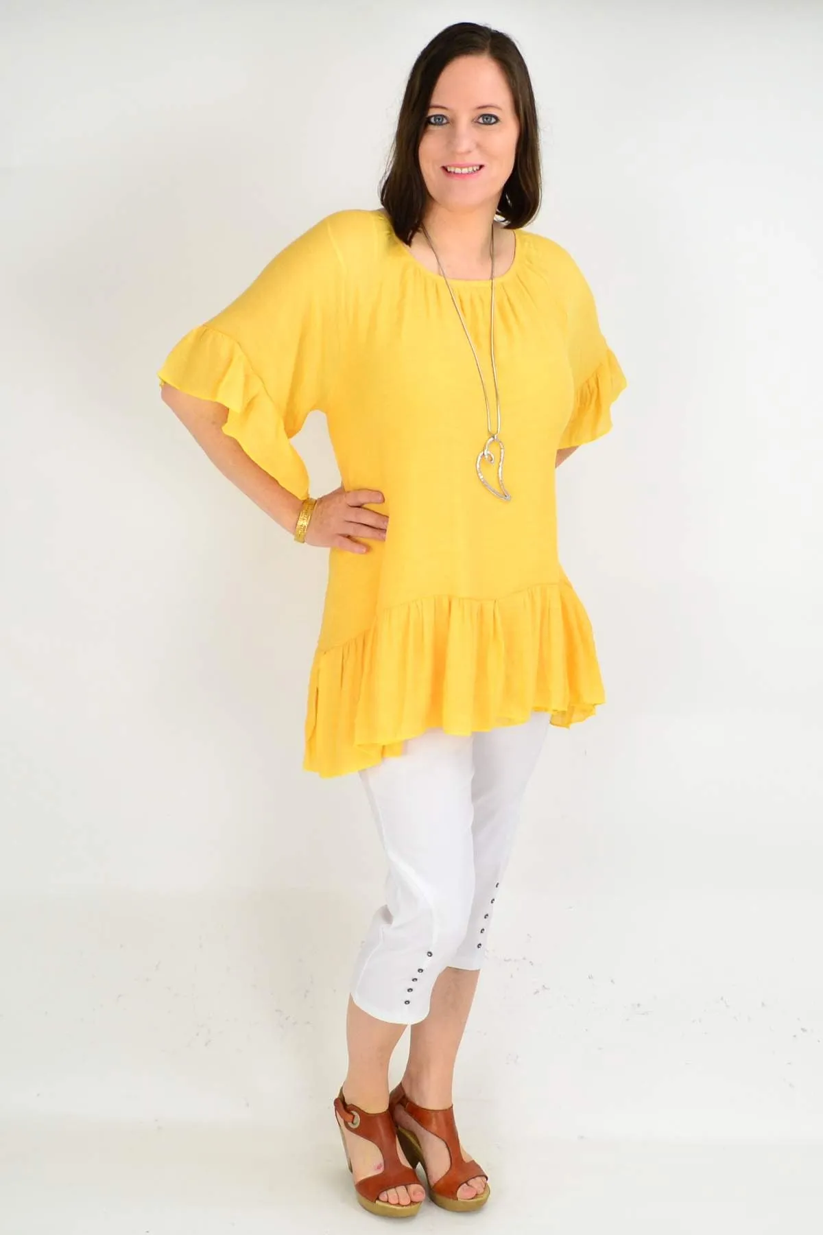 Mustard Yellow Cotton Tunic Blouse
