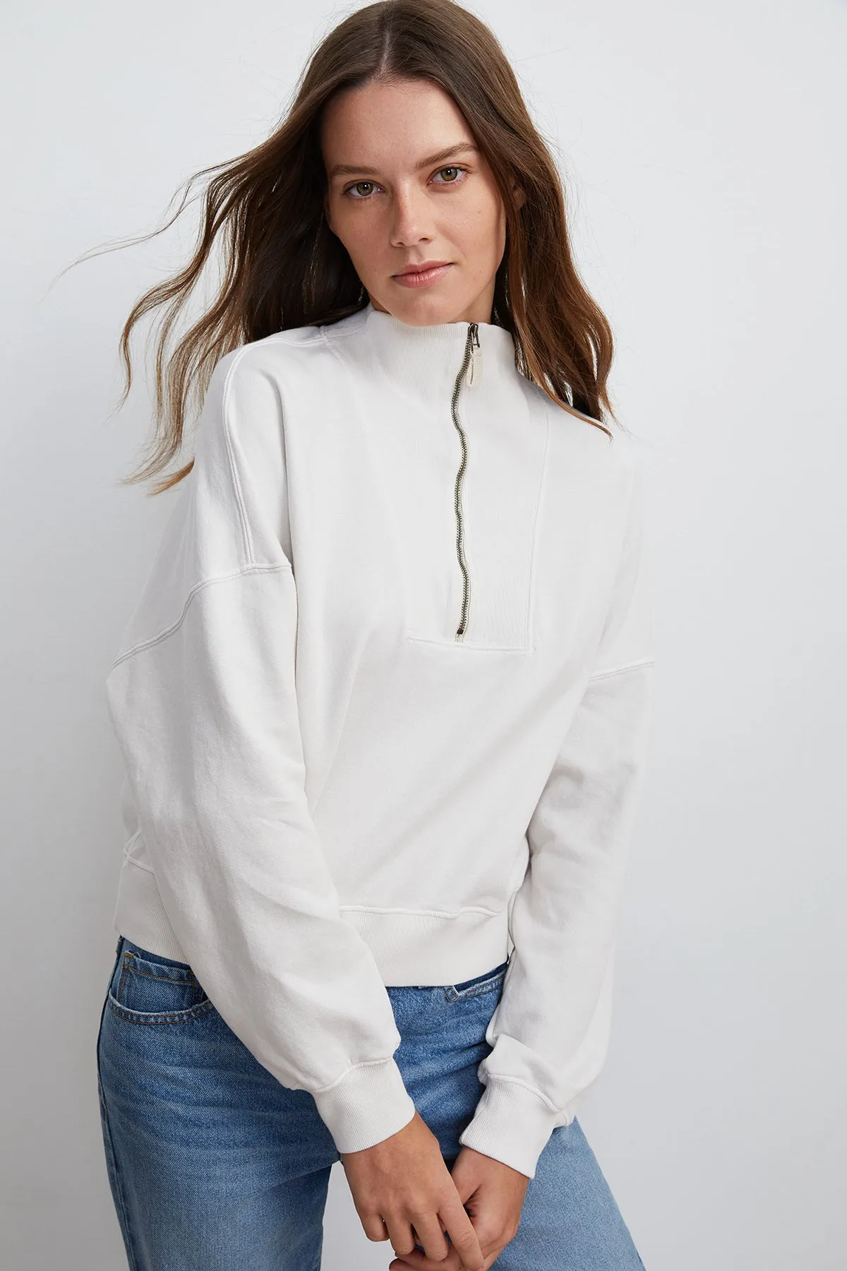 NILLY MOCK NECK ZIP SWEATSHIRT