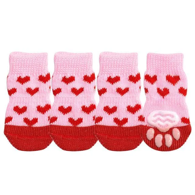 Pet Knit Skid Warm Love Cotton Socks