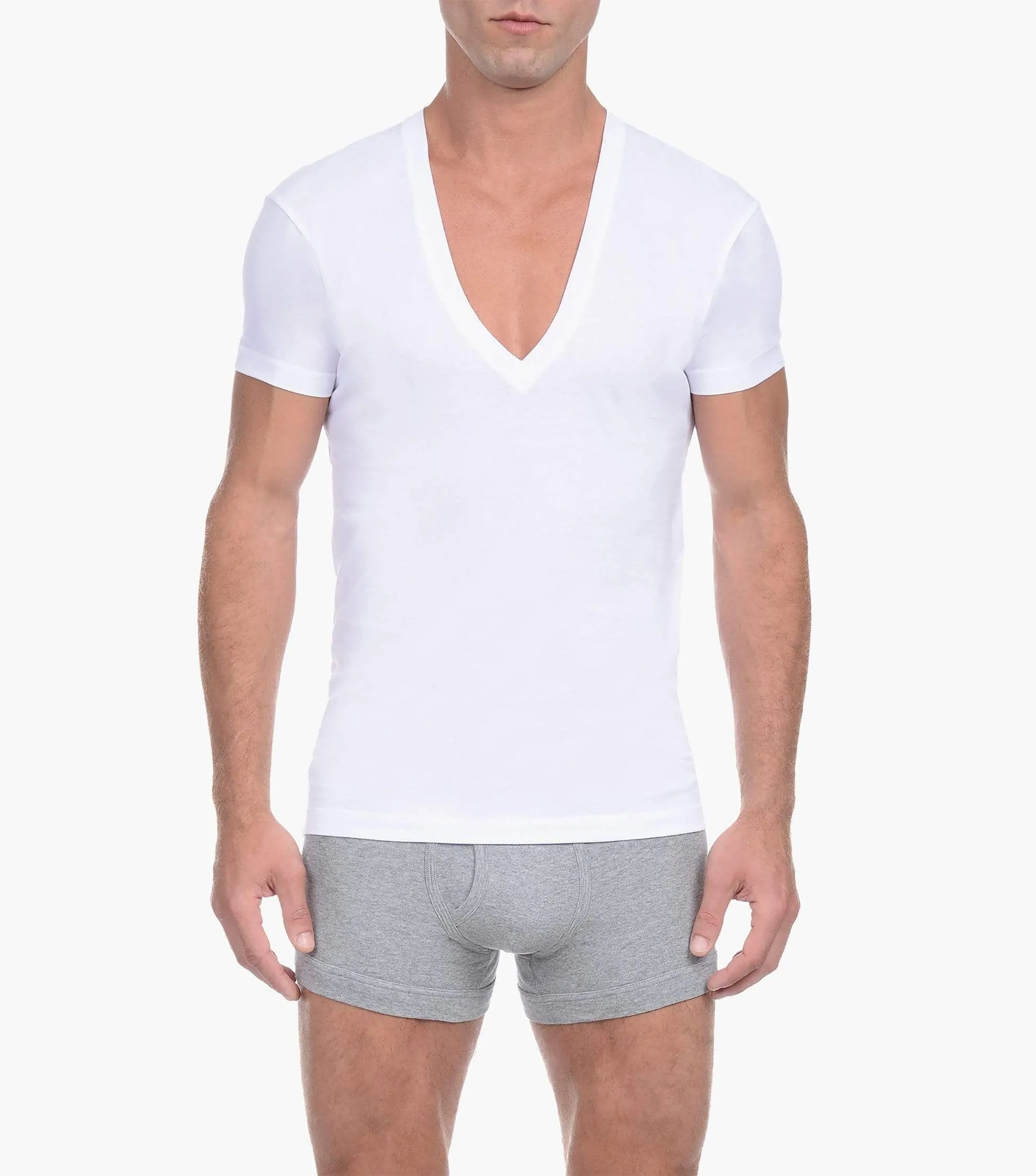 Pima Cotton Slim-Fit Deep V-Neck