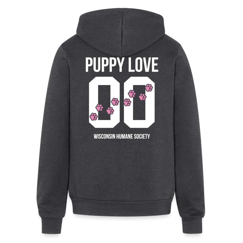Pink Puppy Love Bella   Canvas Unisex Full Zip Hoodie
