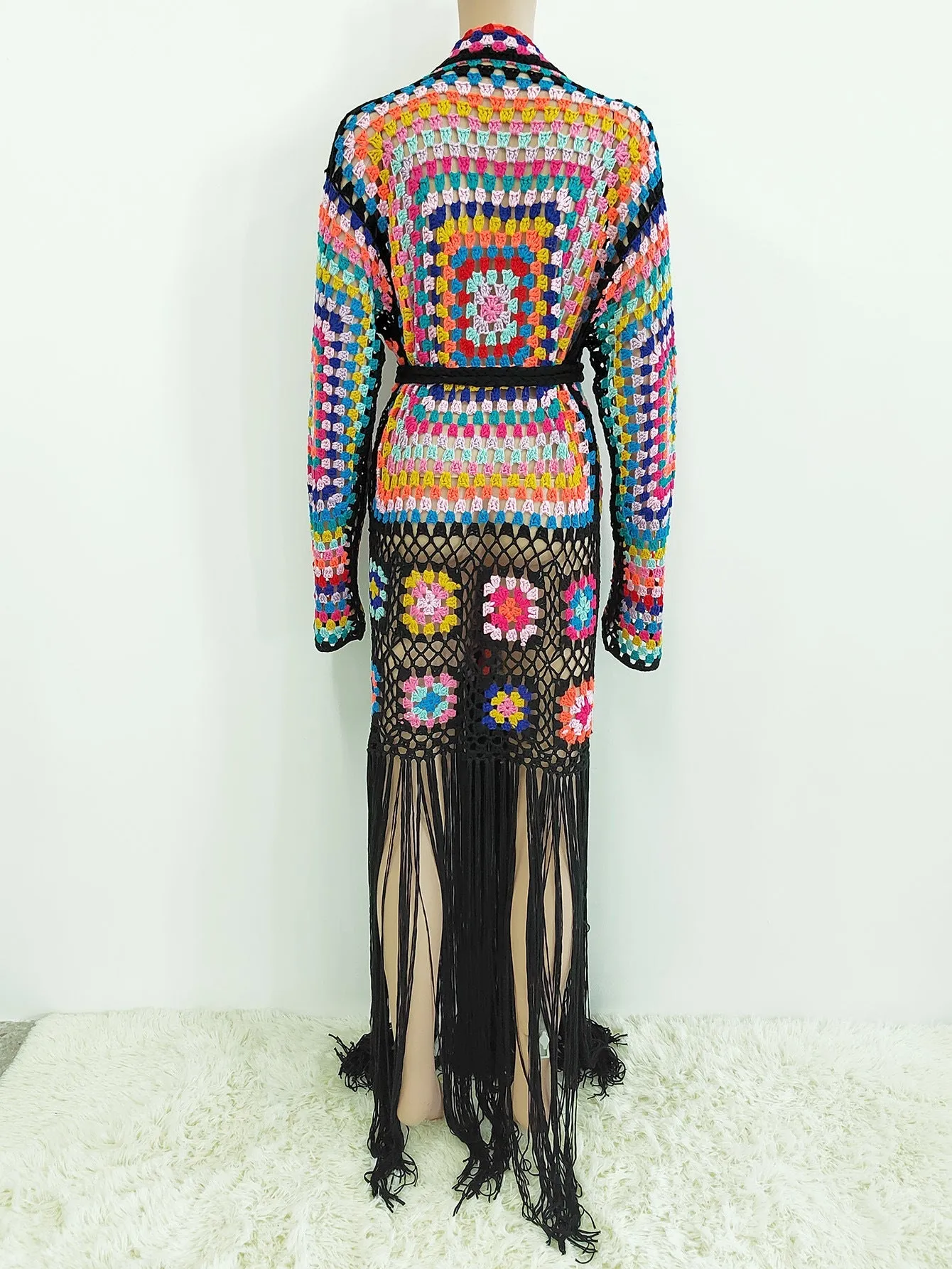 Pre Order:  Ethnic Long Tassels Knit Cardigan