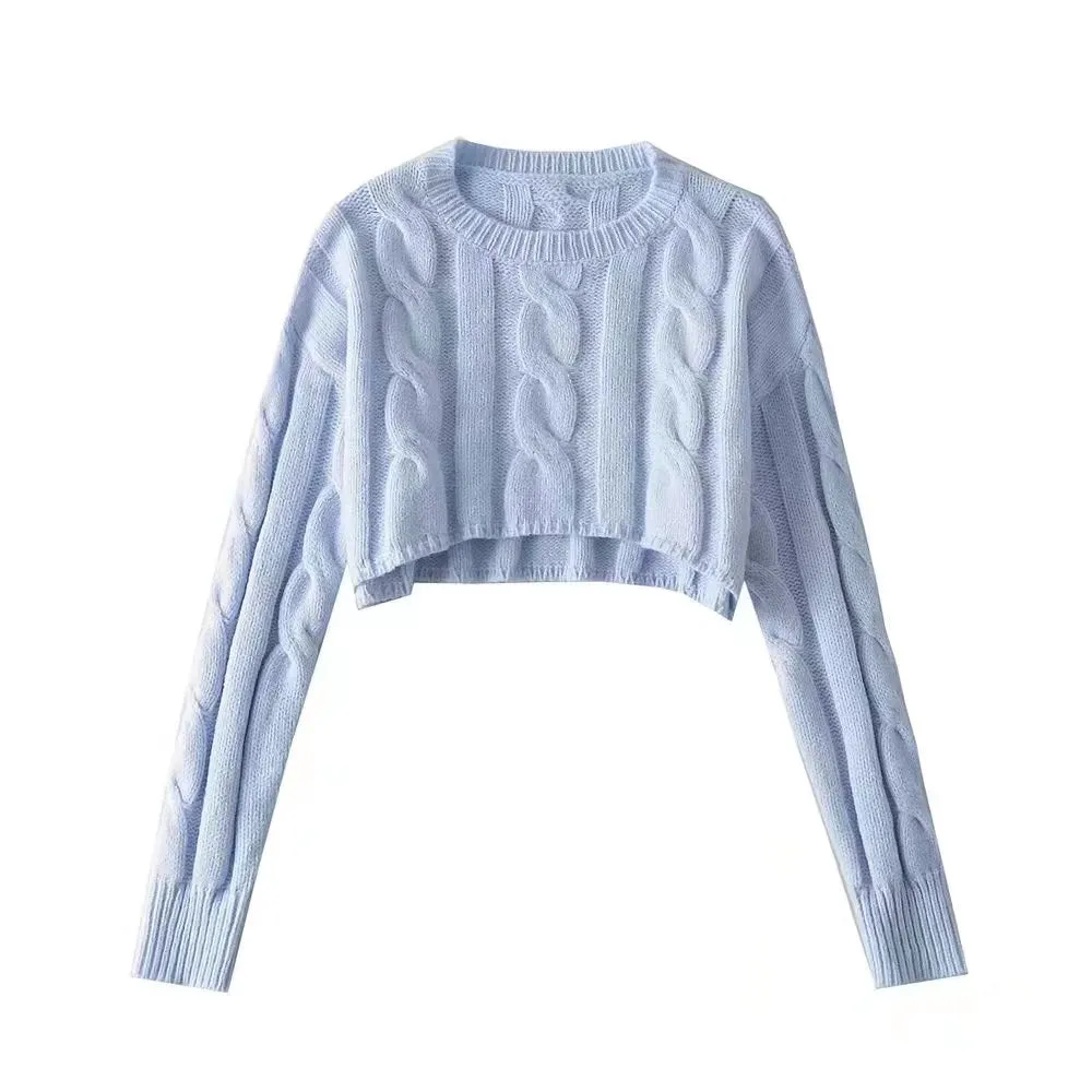 Preppy Loose Cropped Women's Pullover Sweater