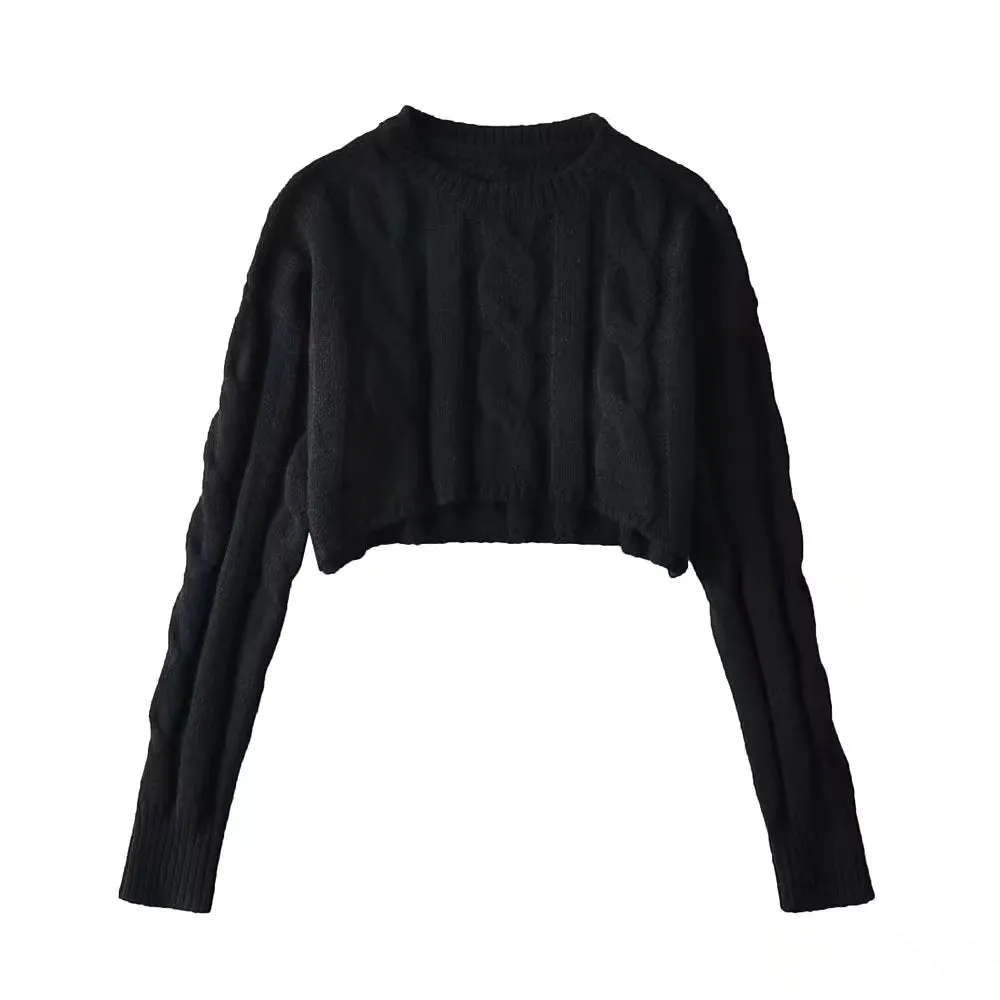 Preppy Loose Cropped Women's Pullover Sweater