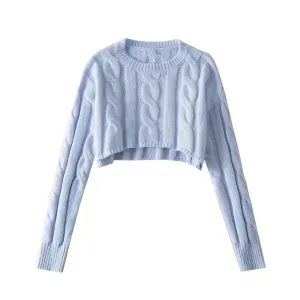 Preppy Loose Cropped Women's Pullover Sweater