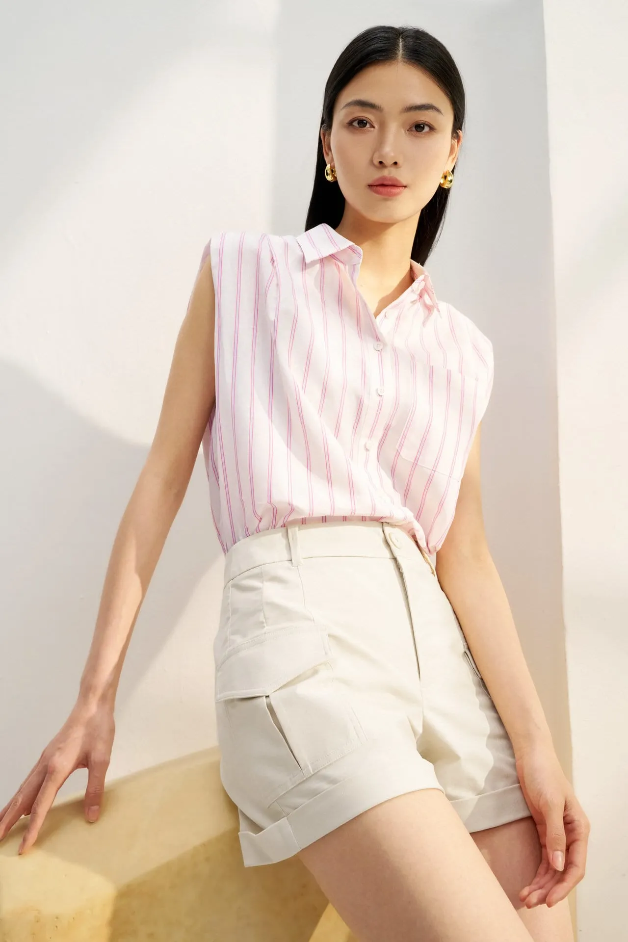 Relaxed Cotton Linen Stripe Shirt