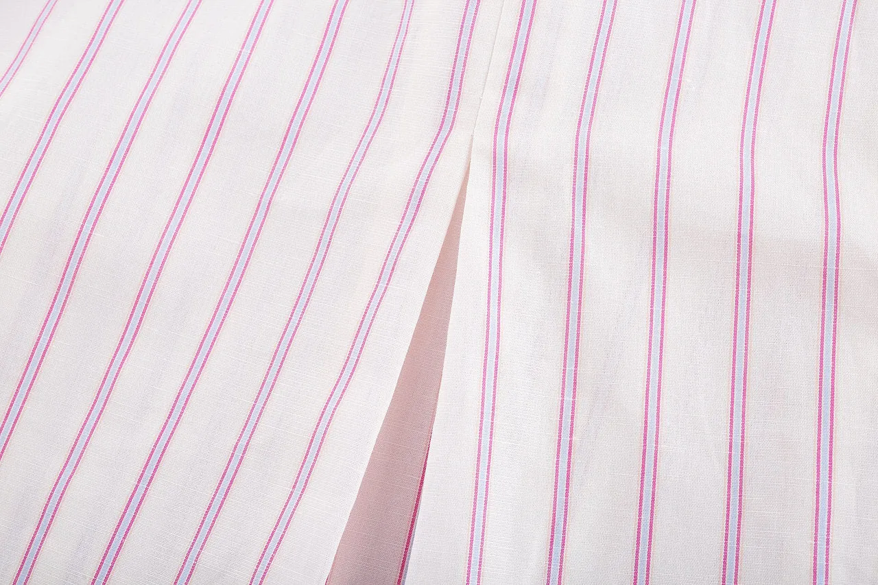 Relaxed Cotton Linen Stripe Shirt