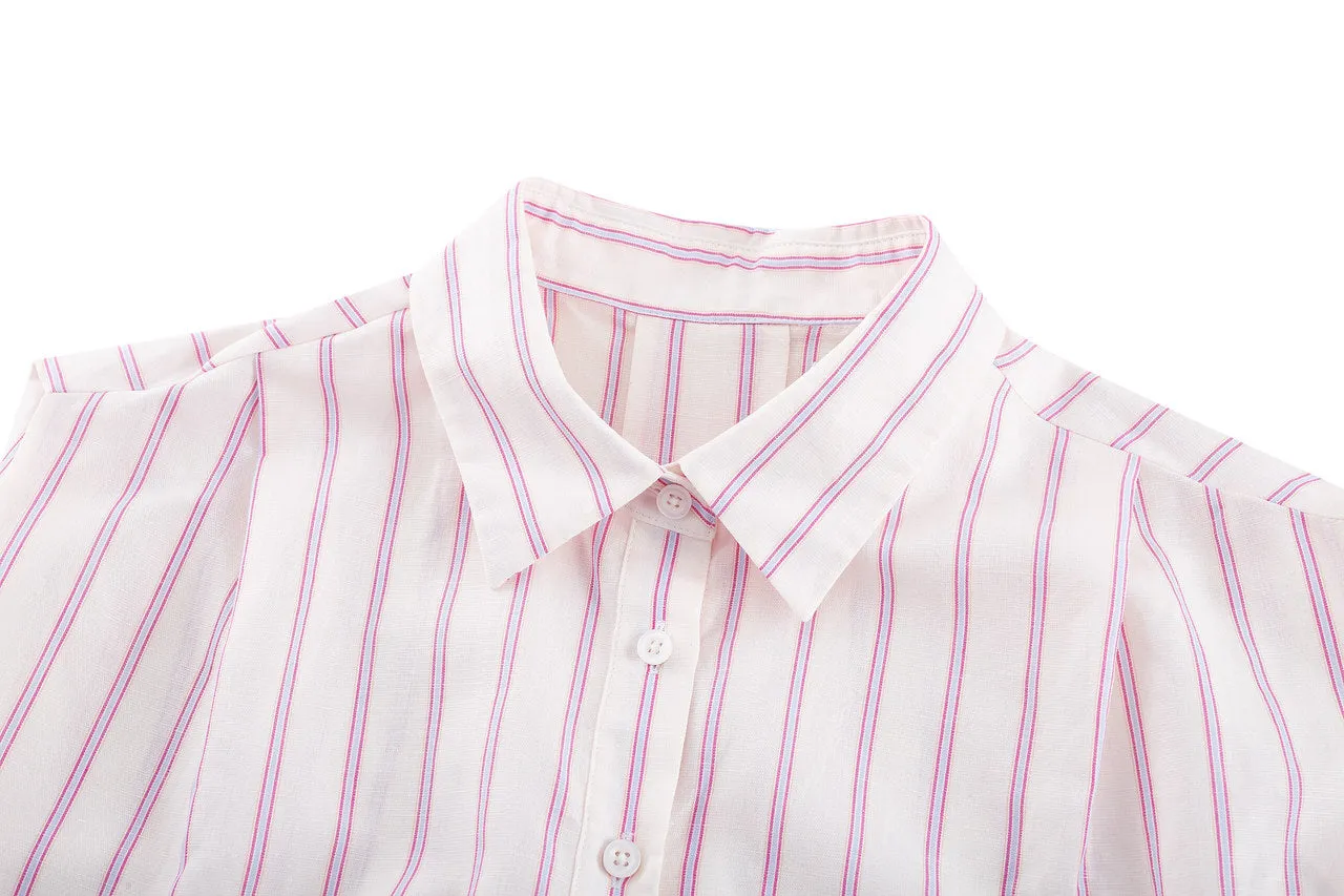 Relaxed Cotton Linen Stripe Shirt