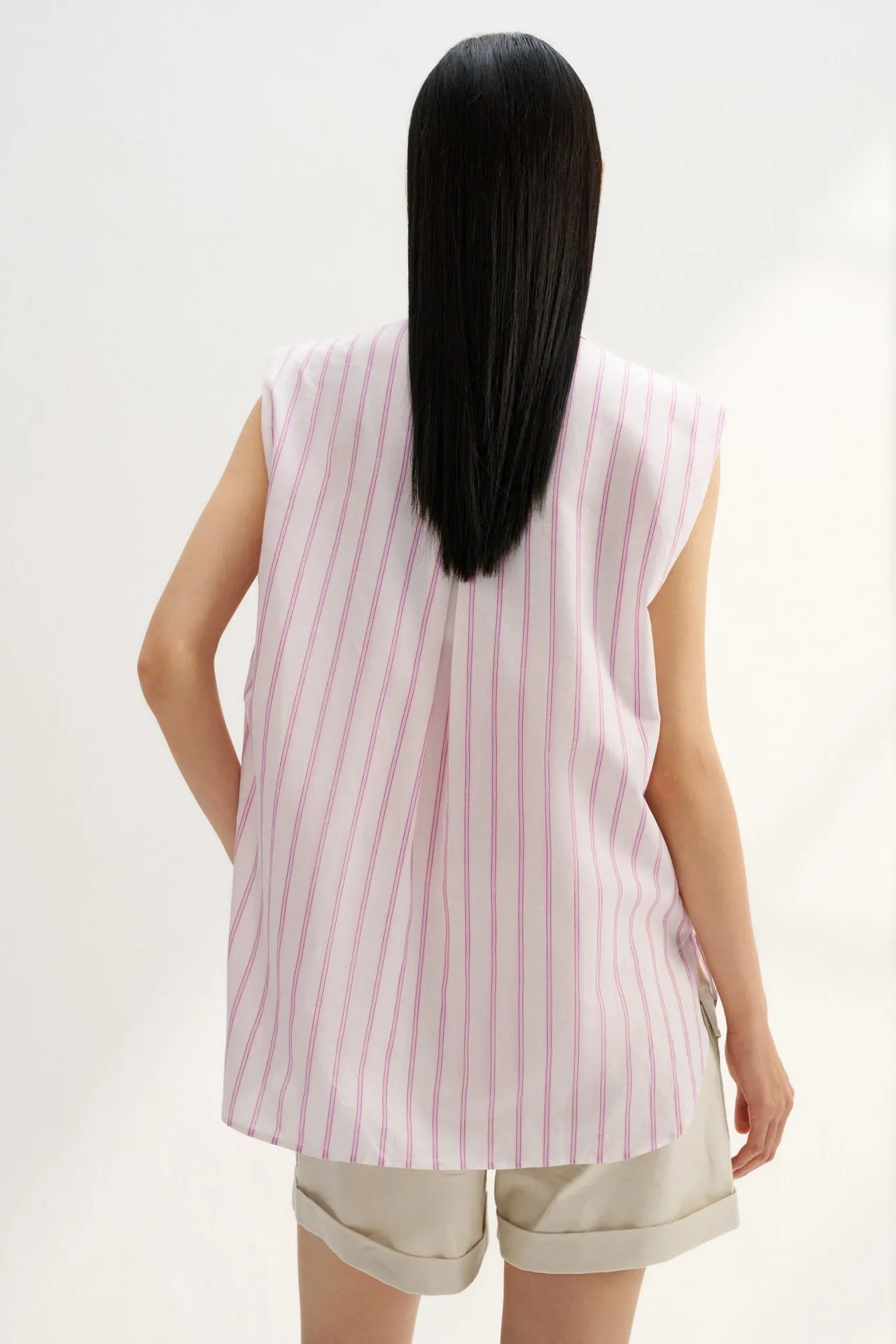 Relaxed Cotton Linen Stripe Shirt